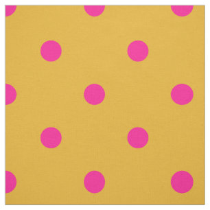Helder roze en goudsbloem Sinaasappel Polka Dot Stof