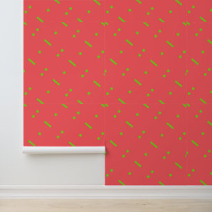 Helder roze en groen geometrisch patroon behang