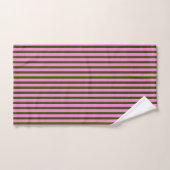 Helder roze en groene retro streep modern bad handdoek (Handdoek)