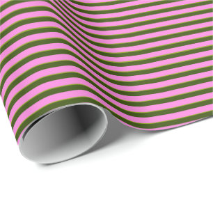 Helder roze en groene retro streep modern cadeaupapier