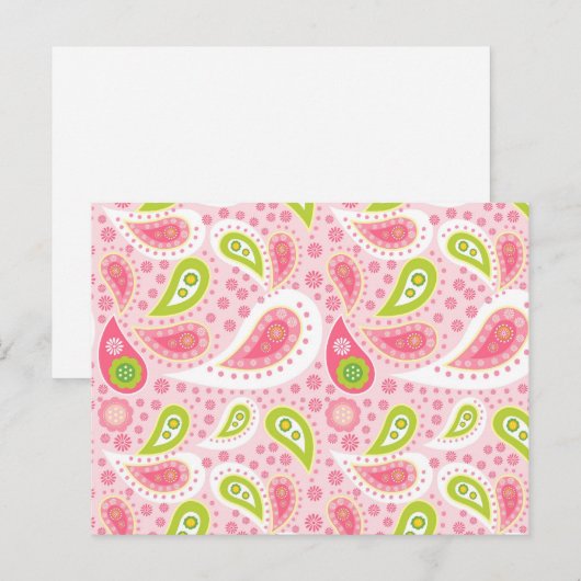  helder roze en limoengroen paisleypatroon briefkaart (Voorkant / Achterkant)