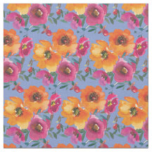 Helder Roze en oranje Aquarel print Fabric