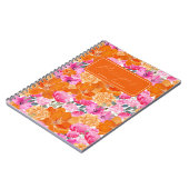 Helder roze en oranje bloemige bruiloftsrecepties notitieboek (Linkerzijde)