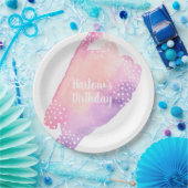 Helder Roze en Paarse Waterverf Papieren Bordje (Feest)