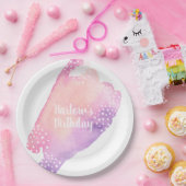 Helder Roze en Paarse Waterverf Papieren Bordje (Feest)