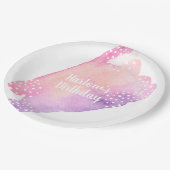 Helder Roze en Paarse Waterverf Papieren Bordje (Gekanteld)