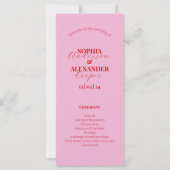 Helder roze en rood minimalistisch huwelijksprogra (Voorkant)