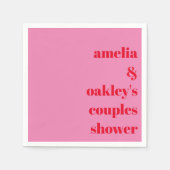 Helder Roze en Rood Modern Custom Couples Douche Servet (Voorkant)