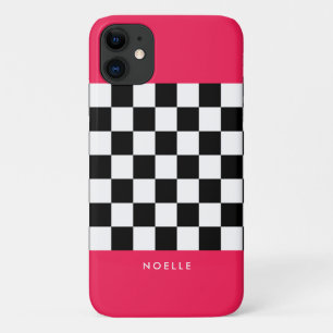 Helder roze en schaakbord Case-Mate iPhone case