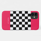 Helder roze en schaakbord Case-Mate iPhone case (Achterkant (horizontaal))