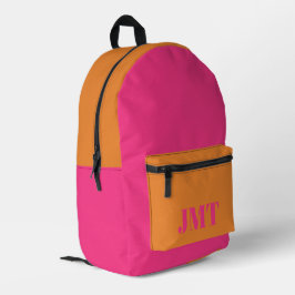 Helder roze en Sinaasappel met Monogram Bedrukte Rugzak