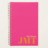 Helder Roze en Sinaasappel Monogram 2025 Planner (Voorkant)