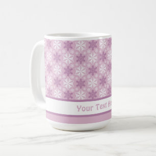 Helder roze en winter wit sneeuwvlok patroon koffiemok