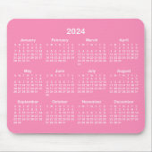 Helder Roze en Wit 2024 Kalender Muismat (Voorkant)