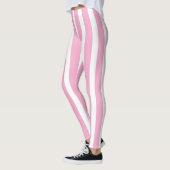 Helder roze en wit gestreepte stijlvolle leggings (Links)