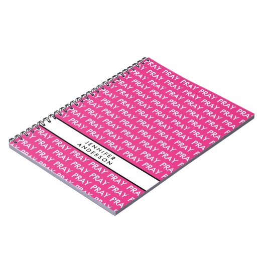 Helder roze en wit minimalistisch gebed notitieboe notitieboek (Linkerzijde)