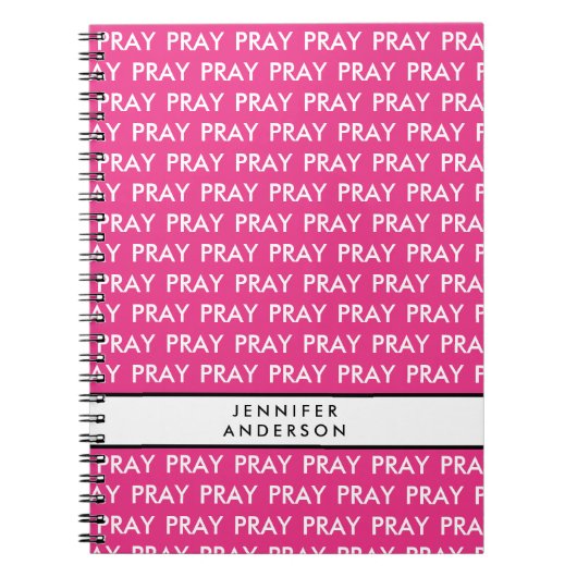 Helder roze en wit minimalistisch gebed notitieboe notitieboek (Voorkant)