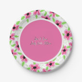 Helder roze en wit papieren bordje (Voorkant)