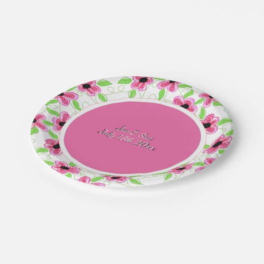 Helder roze en wit papieren bordje (Gekanteld)