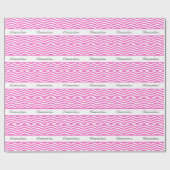 Helder roze en witte chevron gestreept cadeaupapier (Vlak)