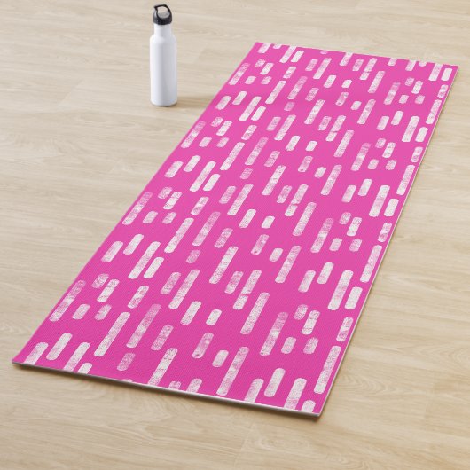 Helder Roze en Witte Inky Roundlines Patroon Yogamat (In situ)