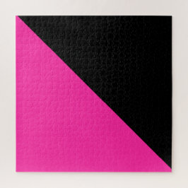 Helder roze en zwart legpuzzel
