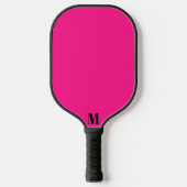 Helder Roze en Zwart Modern Monogram Pickleball Paddle (Voorkant)