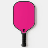 Helder Roze en Zwart Modern Monogram Pickleball Paddle (Achterkant)
