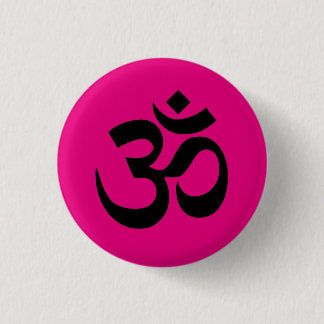 Helder roze en zwart om symbool ronde button 3,2 cm