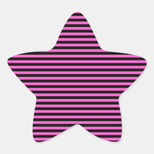 Helder Roze en Zwarte Strepen Ster Sticker