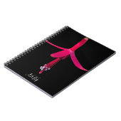 Helder Roze Fuchsia Bloem op Zwart Notitieboek (Linkerzijde)