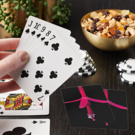Helder Roze Fuchsia Bloem op Zwart Pokerkaarten