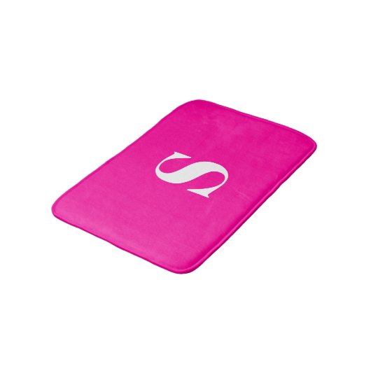 Helder Roze Fuchsia Gepersonaliseerde Monogram Bad Badmat (Gekanteld)