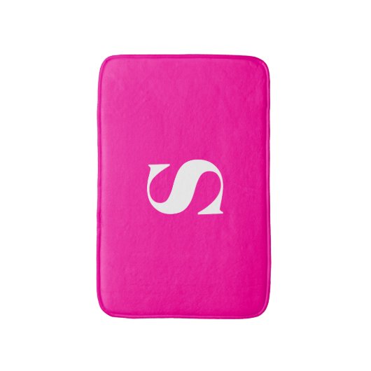 Helder Roze Fuchsia Gepersonaliseerde Monogram Bad Badmat (Voorkant Verticaal)