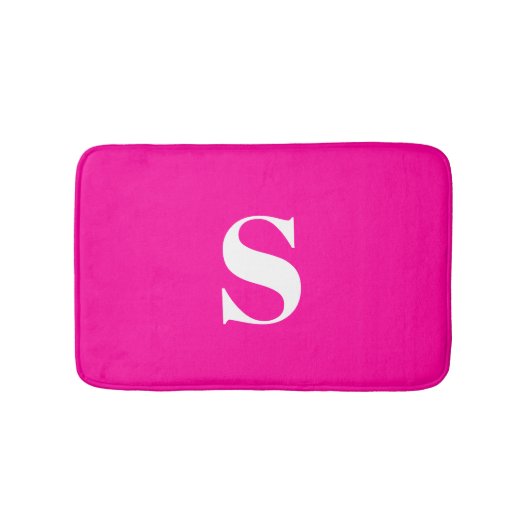 Helder Roze Fuchsia Gepersonaliseerde Monogram Bad Badmat (Voorkant)