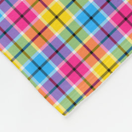 Helder roze, geel en blauw geplakt fleece deken