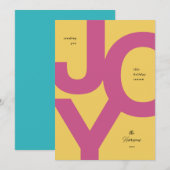 Helder Roze & Geel Niet-Foto Kerstkaart (Voorkant / Achterkant)