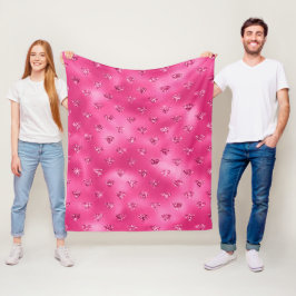 Helder Roze Glam Glitterende Diamanten Patroon Fleece Deken