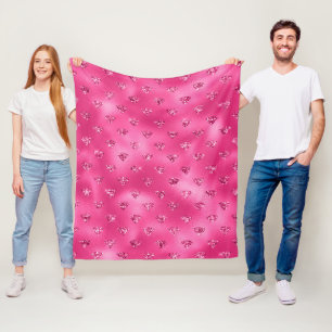 Helder Roze Glam Glitterende Diamanten Patroon Fleece Deken