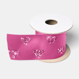 Helder Roze Glam Schitterende Diamanten Patroon Satijnen Lint