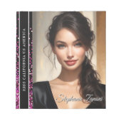 Helder Roze Glitter Lint Pageant Titelhouder Notit Notitieblok (Voorkant)