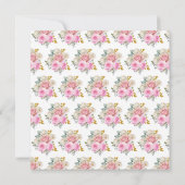 Helder Roze Goud Elegante Bloemen Verjaardagsfeest Kaart (Achterkant)