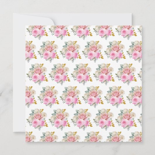 Helder Roze Goud Elegante Bloemen Verjaardagsfeest Kaart (Achterkant)