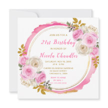 Helder Roze Goud Elegante Bloemen Verjaardagsfeest