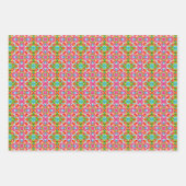 Helder roze, groen, blauw, Sinaasappel en wit patr Inpakpapier Vel (Voorkant 3)