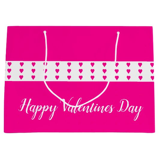 Helder roze hart geaccentueerd groot cadeauzakje (Voorkant)