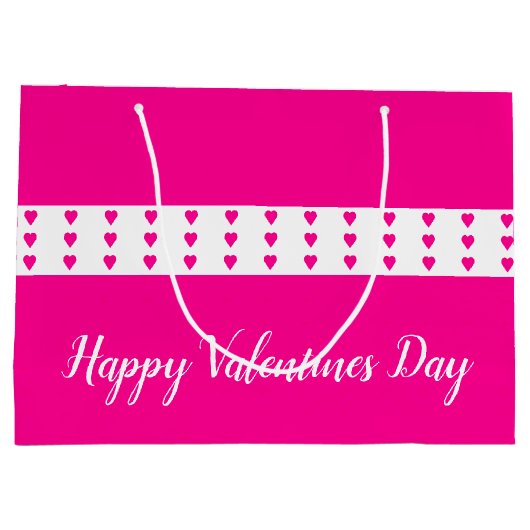 Helder roze hart geaccentueerd groot cadeauzakje (Achterkant)