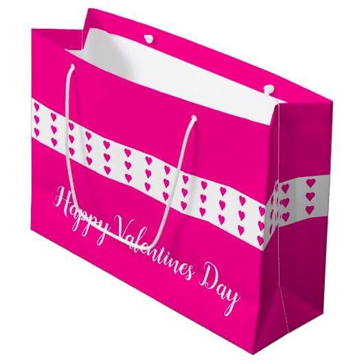 Helder roze hart geaccentueerd groot cadeauzakje (Voorkant Gekanteld)
