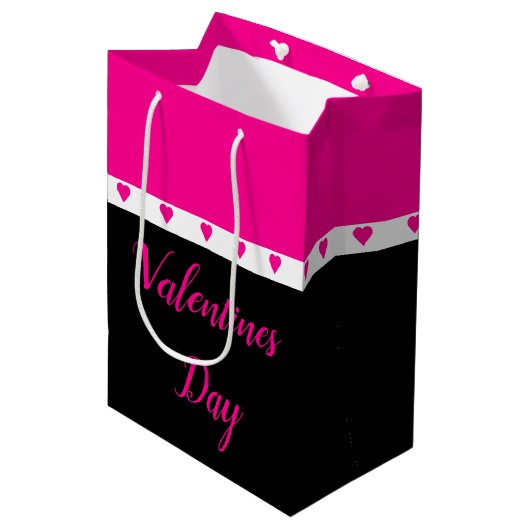 Helder roze hart geaccentueerd medium cadeauzakje (Voorkant Gekanteld)