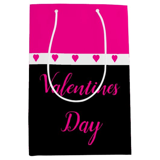 Helder roze hart geaccentueerd medium cadeauzakje (Voorkant)